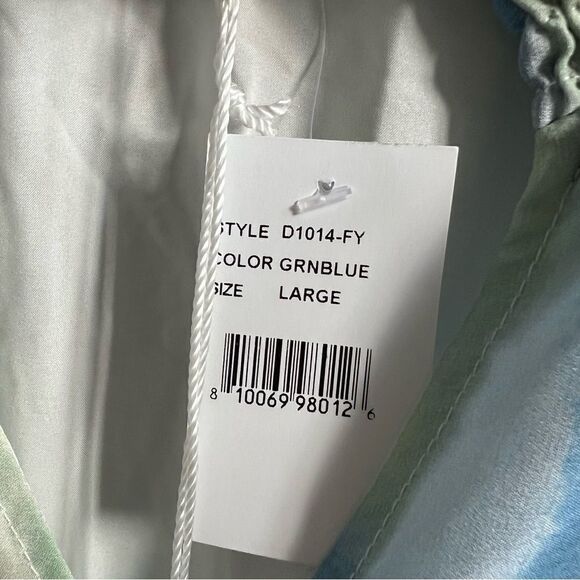 BTFL-Life Tie Dye Pleated Chiffon Dress Blue Green White NWT Size Large - Picture 5 of 13